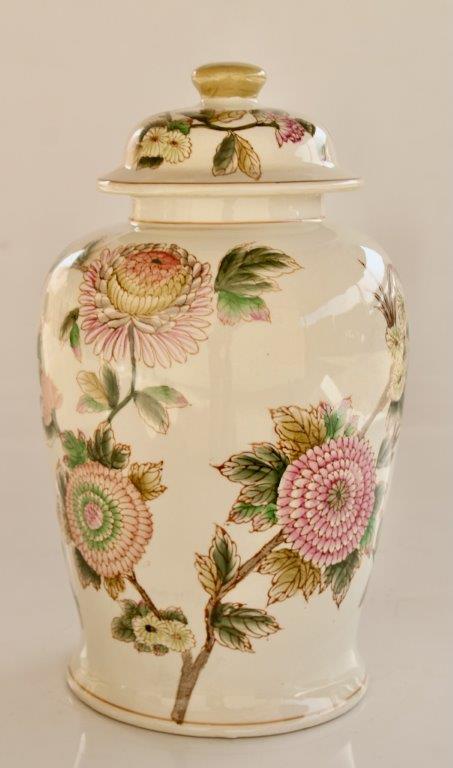 Large Pink Floral Ginger Jar